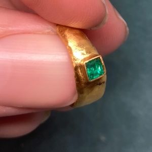 Emerald and Gold Hoops